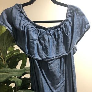 Denim off the shoulder dress